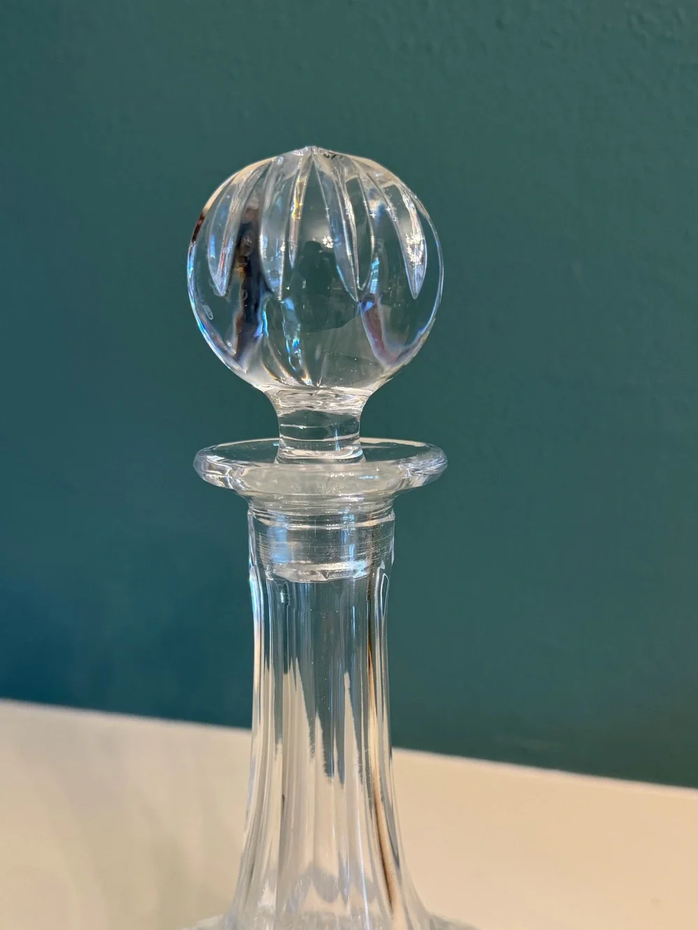 Vintage Block Crystal Ship’s Decanter with Ball Stopper
